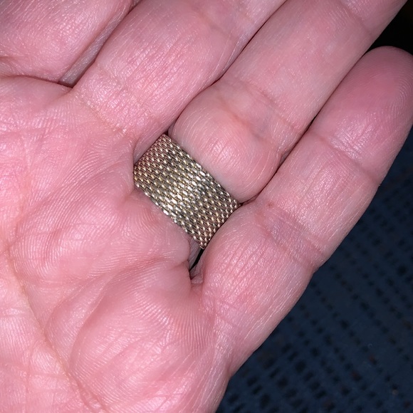 Somerset style mesh ring sterling size 6 woven chain links - Picture 2 of 5